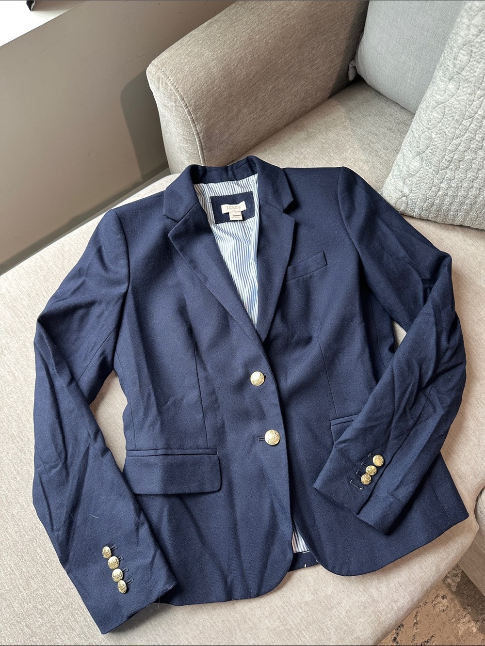 New J.Crew Navy Blazer with Gold Buttons - Women size 2